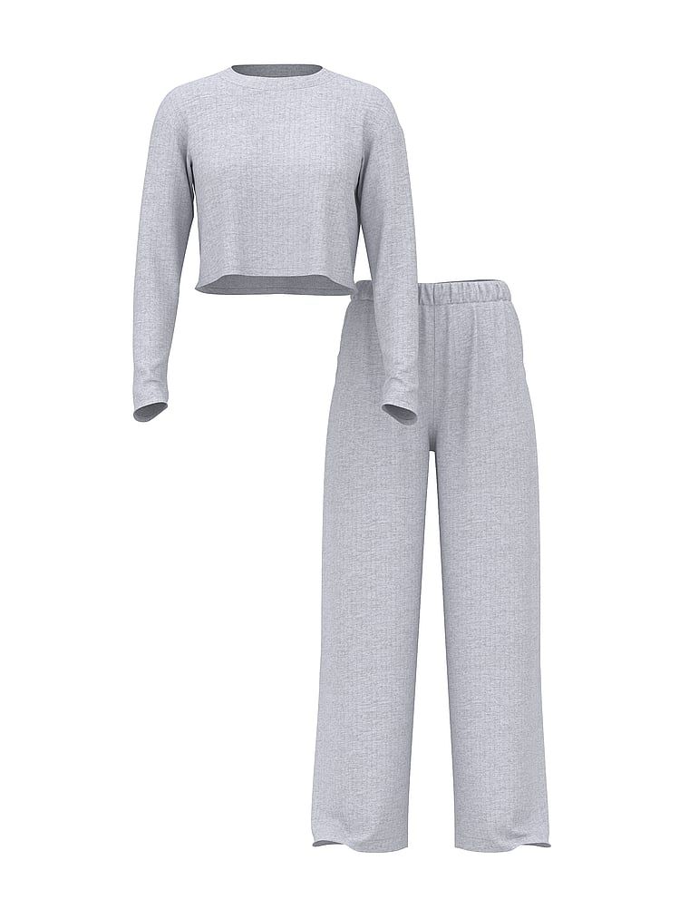 Set modal - pulover și pantaloni SoSoft Lounge. Produsul este de culoare gri și provine din colecția Victoria's Secret.