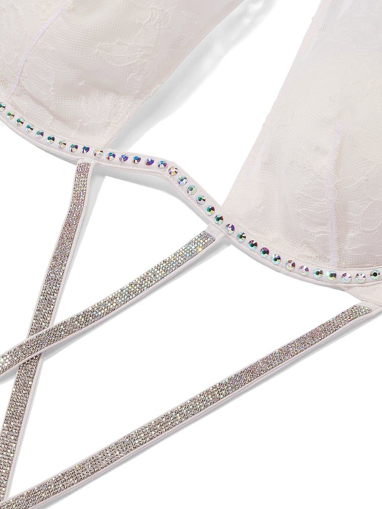 Costum cu bretele lucioase Gradient Shine. Produsul este de culoare albă și provine din colecția Very Sexy.