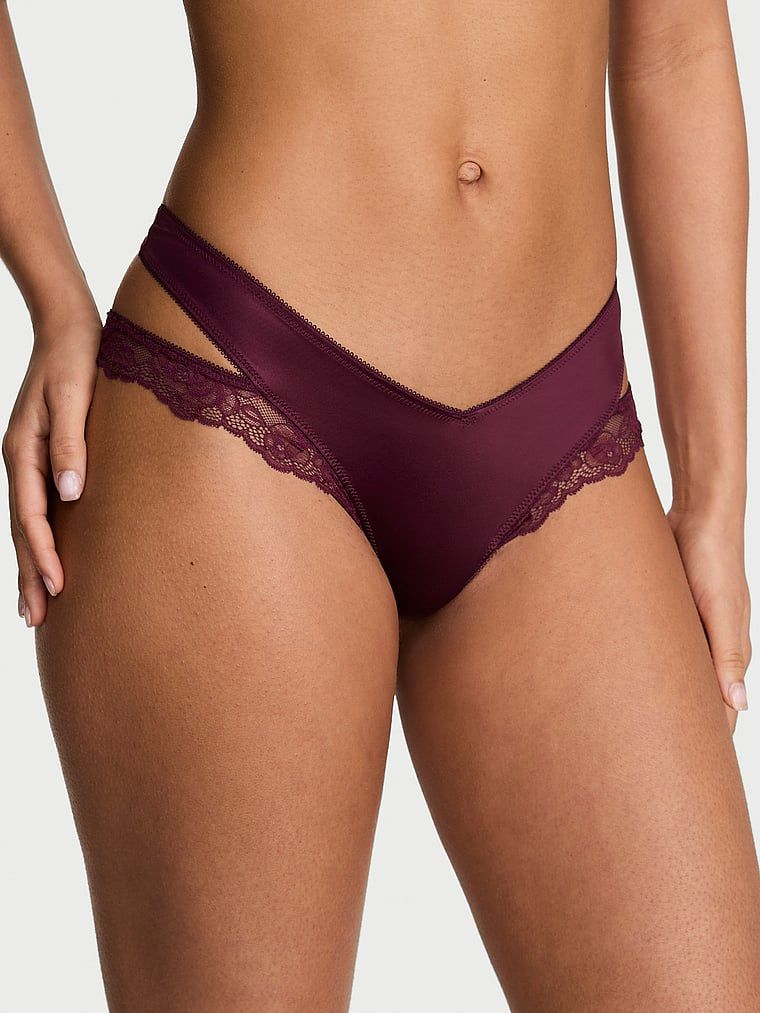 Very Sexy Chiloți Tanga cu decupaje, cu margine din dantelă cu trandafiri