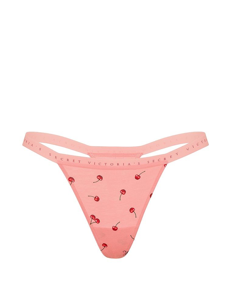 Tanga de bumbac elastic. Produsul are o culoare cu model și provine din colecția Victoria's Secret.