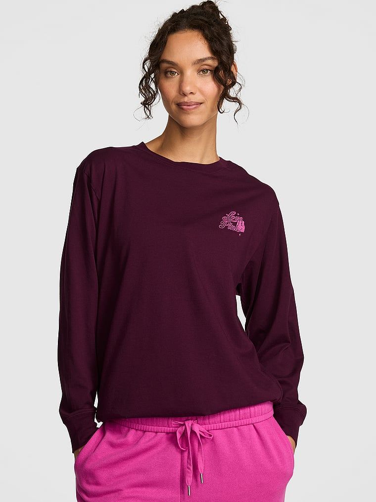 PINK Tricou Campus Cotton cu mânecă lungă