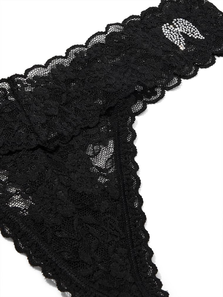 Tanga Lacie Sparkle din dantelă cu paiete. Produsul este negru și provine din colecția Lacie.