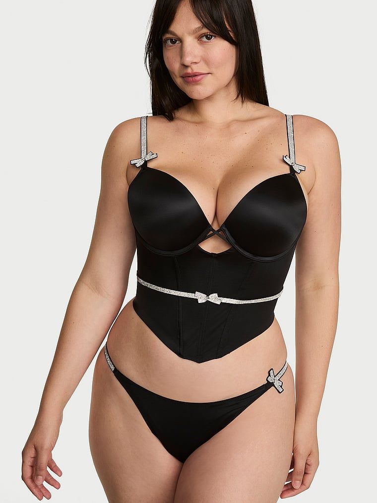 Very Sexy Top cu corset Push-Up cu fundiță strălucitoare