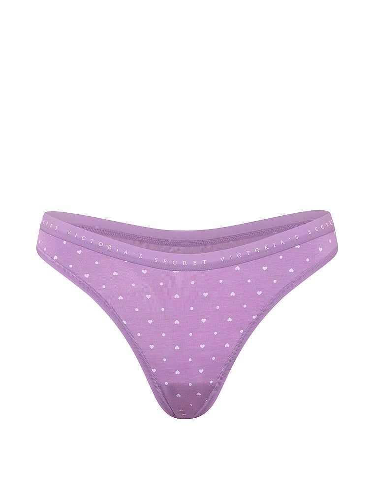 Tanga de bumbac cu picior înalt. Produsul are o culoare cu model și provine din colecția Victoria's Secret.