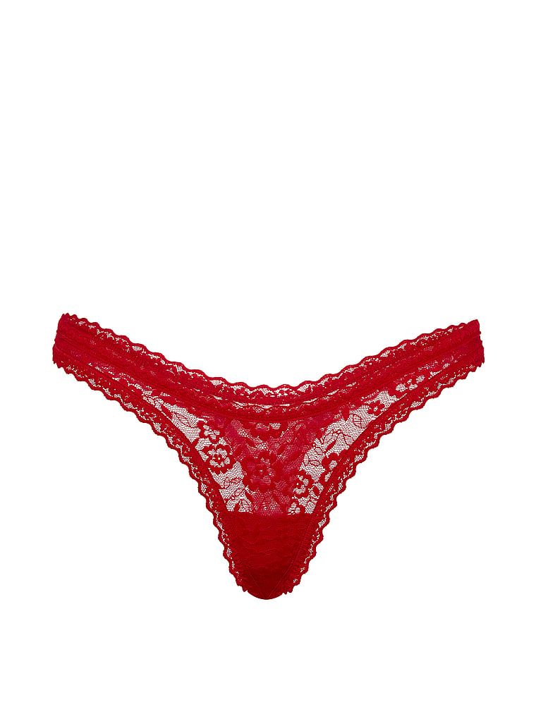Tanga Ultra-Mini Scoop din dantelă. Produsul este roșu și provine din colecția Lacie.
