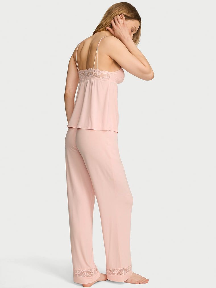 Pijamale modale - o bluză cu bretele și pantaloni lungi SoSoft. Produsul este roz și provine din colecția Victoria's Secret.