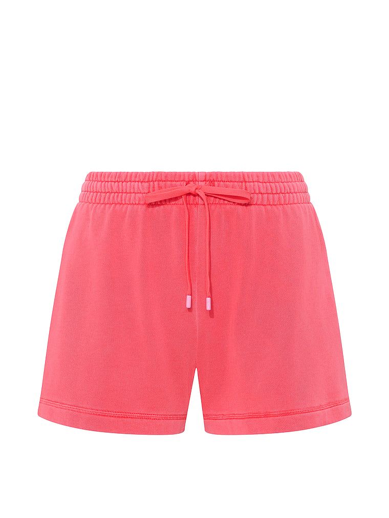 Pantaloni scurți de bumbac Terry în timpul liber. Produsul este roz și provine din colecția Angel Essentials.