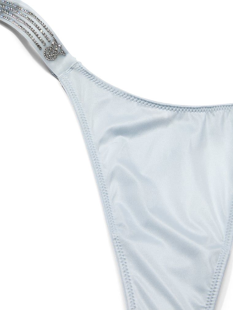 Tanga cu bretele Shiny Stripe Shine. Produsul este de culoare albastră și provine din colecția Very Sexy.