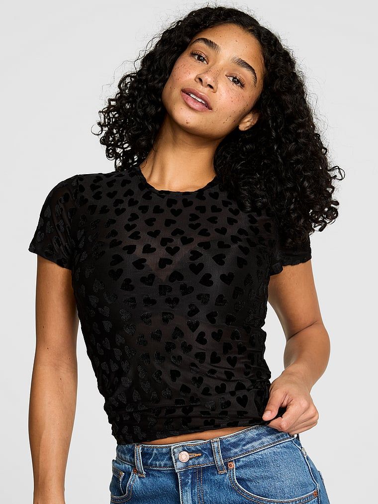 Base Heart Mesh Tricou cu mânecă scurtă