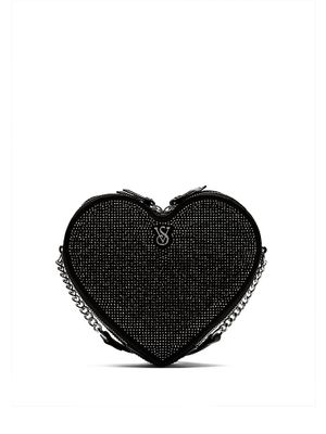 Black Rhinestone Geantă crossbody în formă de inimă