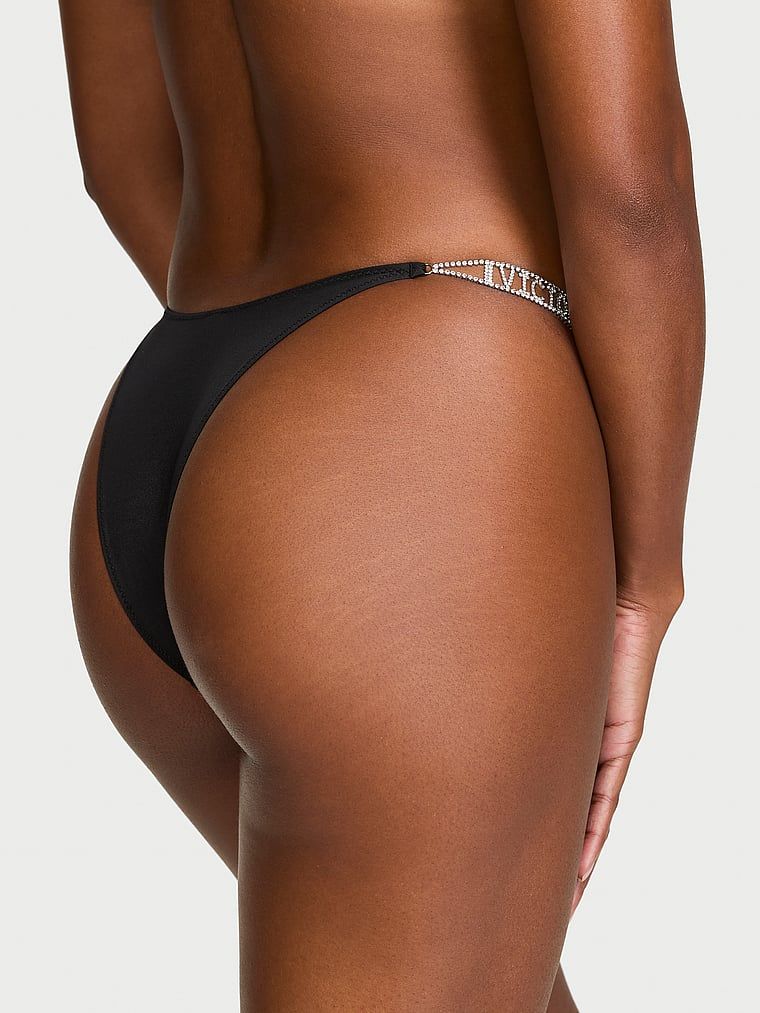 Chiloți brazilieni cu dungi lucioase Shine Logo. Produsul este negru și provine din colecția Very Sexy.