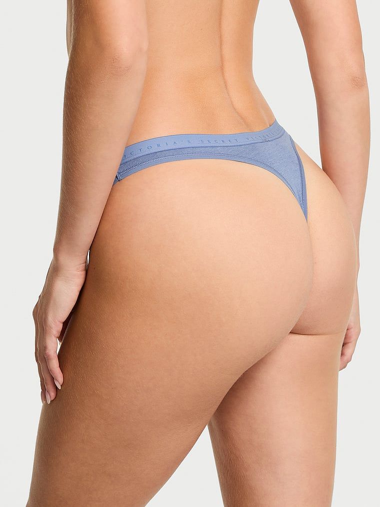 Tanga din bumbac High-Leg Scoop. Produsul este albastru și provine din colecția Victoria's Secret.