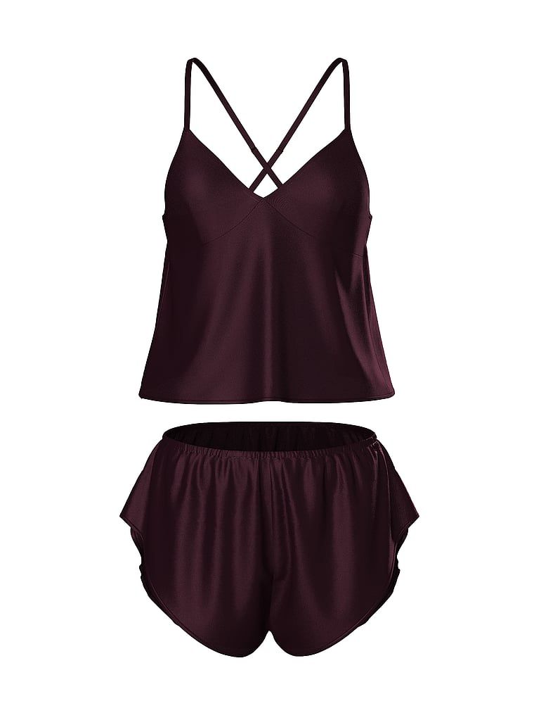 Set Cami Set de dormit din satin. Produsul este de culoare violet și provine din colecția Victoria's Secret.