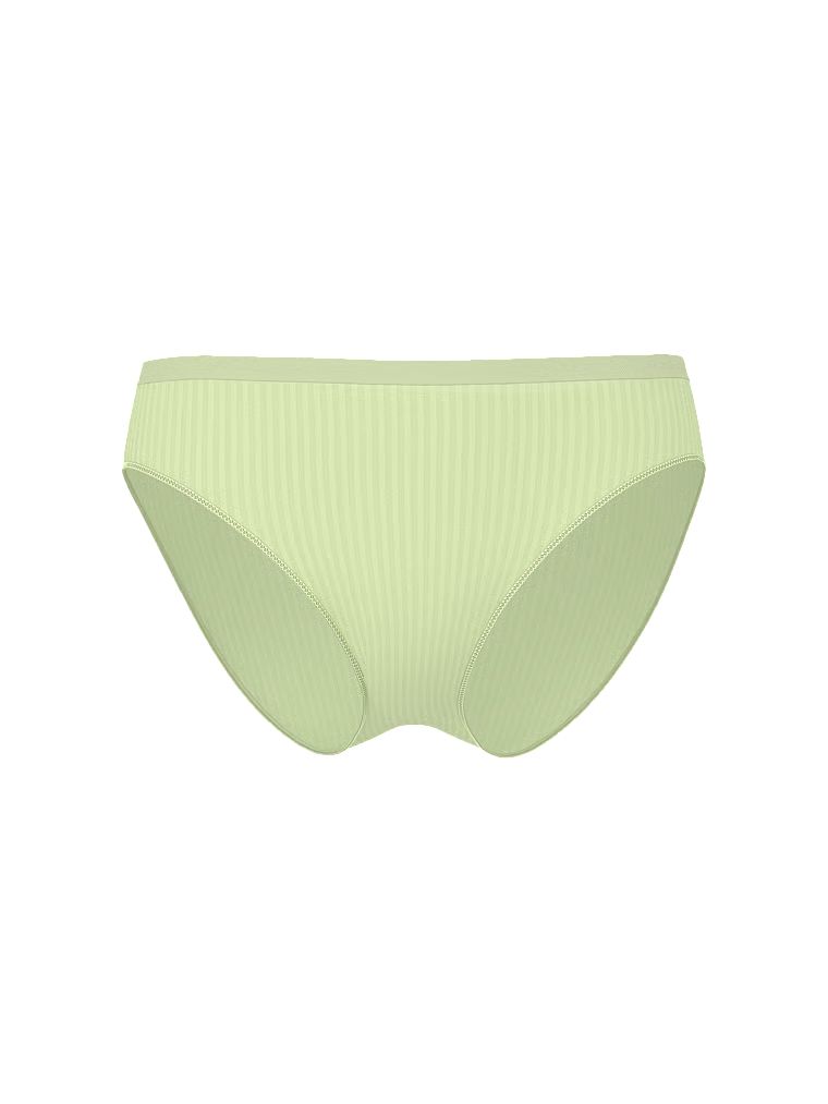 Chiloți de bikini cu coaste transparente fără cusături. Produsul este de culoare verde și provine din colecția Seamless (Seamless Collection).