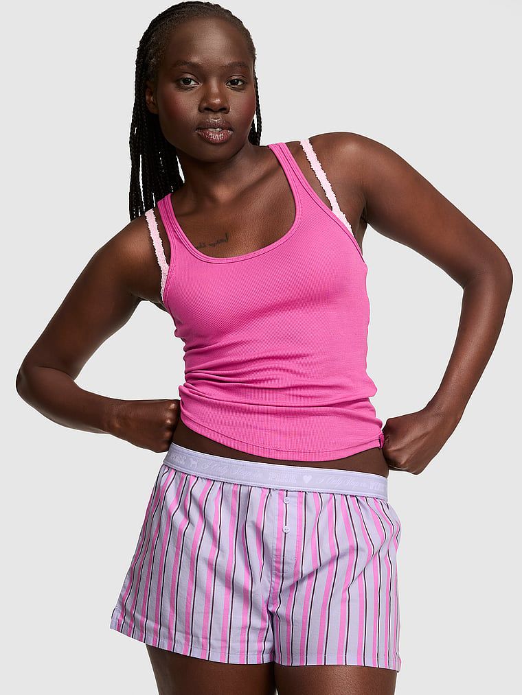 PINK Pantaloni scurți de pijama boxy din bumbac
