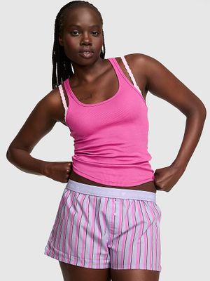 PINK Pantaloni scurți de pijama boxy din bumbac