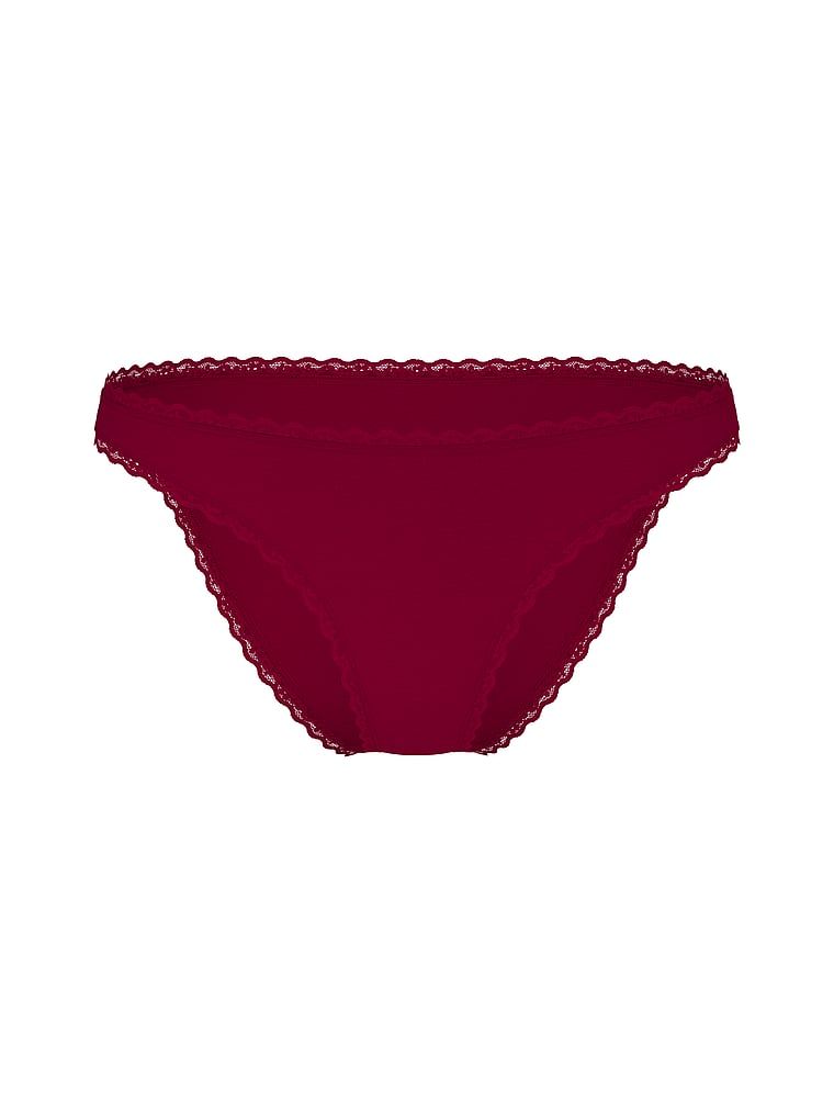 Chiloți din bumbac cu dantelă Lunghi-Trim Bikini. Produsul este roz și provine din colecția Lacie.