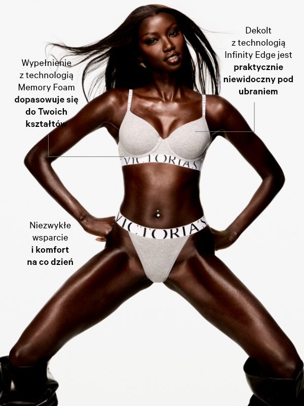 Sutien din bumbac ușor căptușit, Logo Exploded Demi. Produsul este modelat și provine din colecția de tricouri.