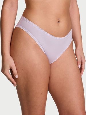 Lace Trim Chiloți Bikini din bumbac cu margini din dantelă