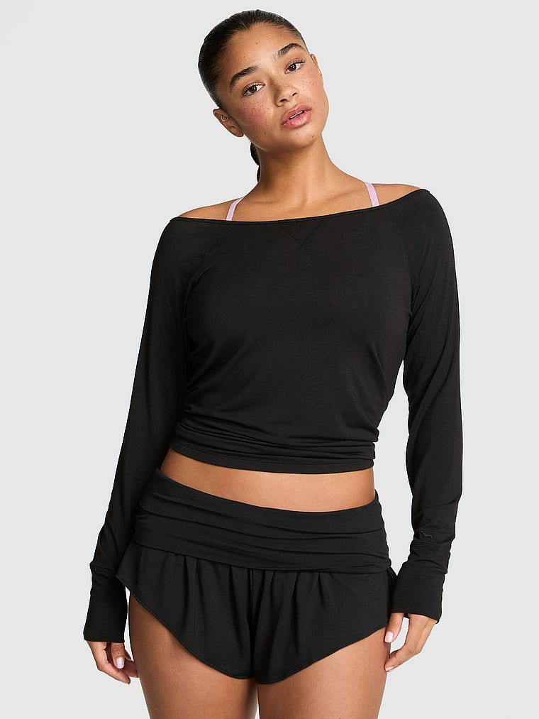 PINK Top din modal pe umeri 24/7 Lounge