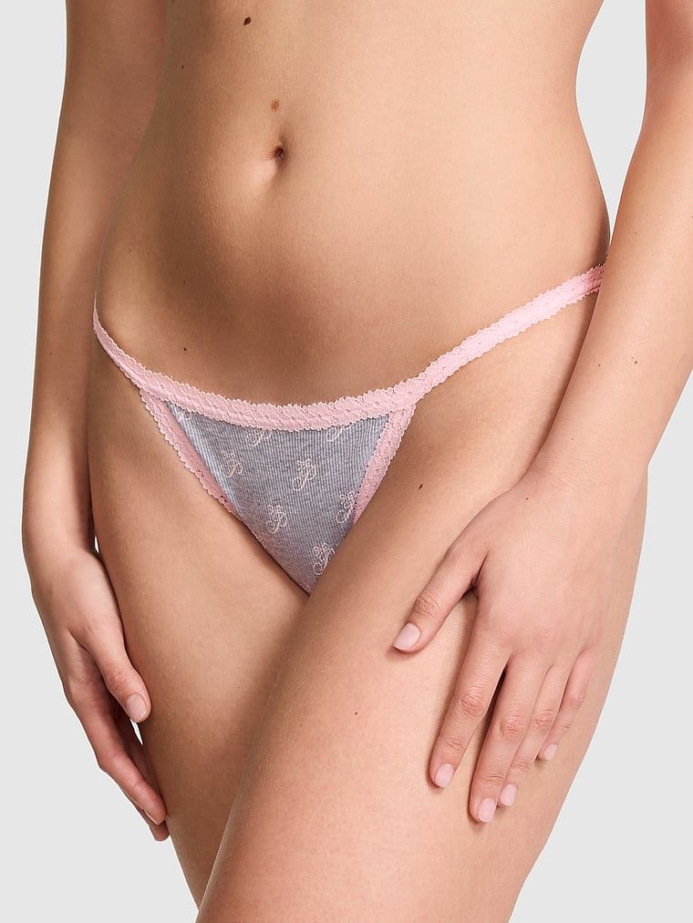 cu bordură din dantelă String Chilot bikini din bumbac