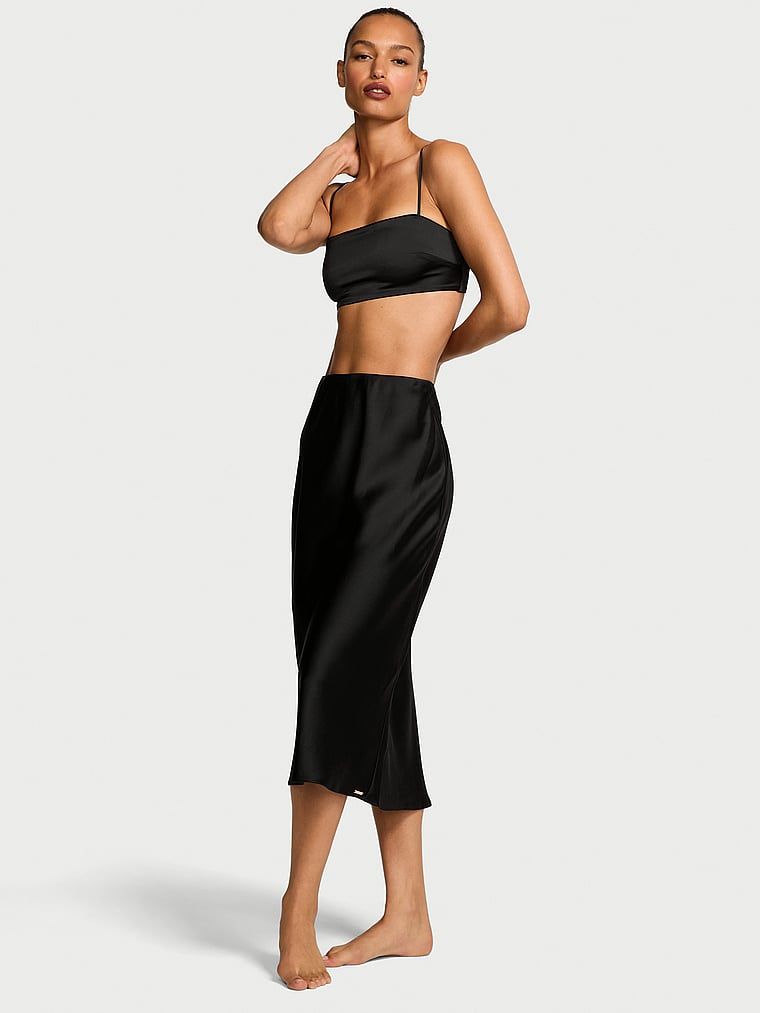 Victorias Secret Set pentru dormit cu top tip bandeau scurt și fustă din satin Luxe