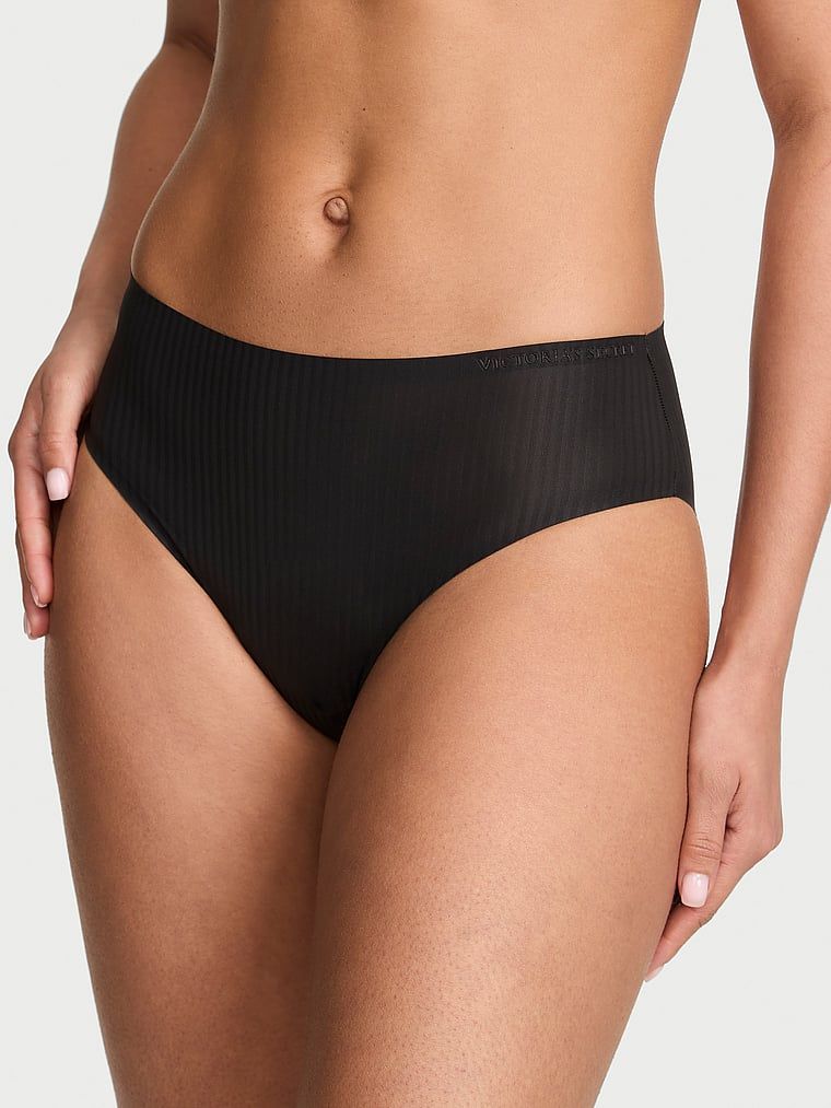 Chiloți de bikini cu dungi Flex Shadow. Produsul este negru și provine din colecția Body by Victoria.
