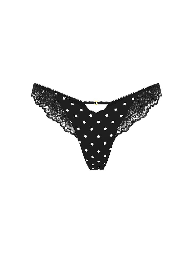 Tanga cu dantelă și picioare înalte, picior înalt cu margine din dantelă. Produsul este modelat și provine din colecția Very Sexy.