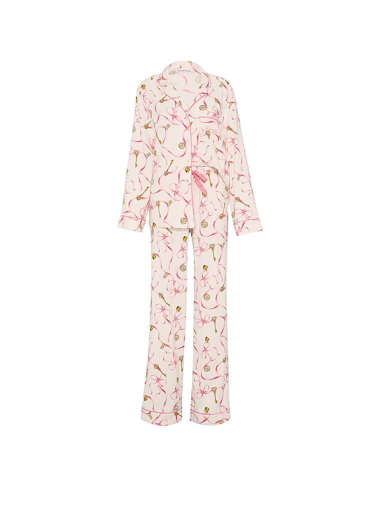 Pijamale din flanel cu pantaloni lungi. Produsul are o culoare cu model și provine din colecția Victoria's Secret.