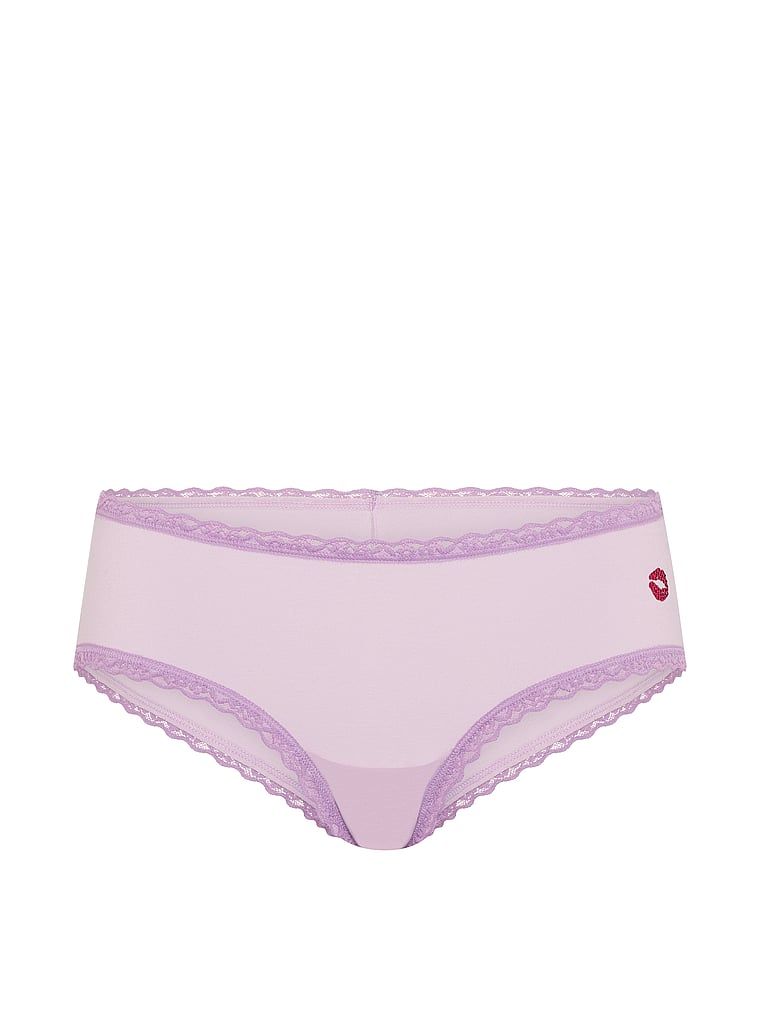 Chiloți de bumbac cu dantelă pe margini, dantelă-talie obraznică. Produsul este de culoare mov și provine din colecția Lace Trim.