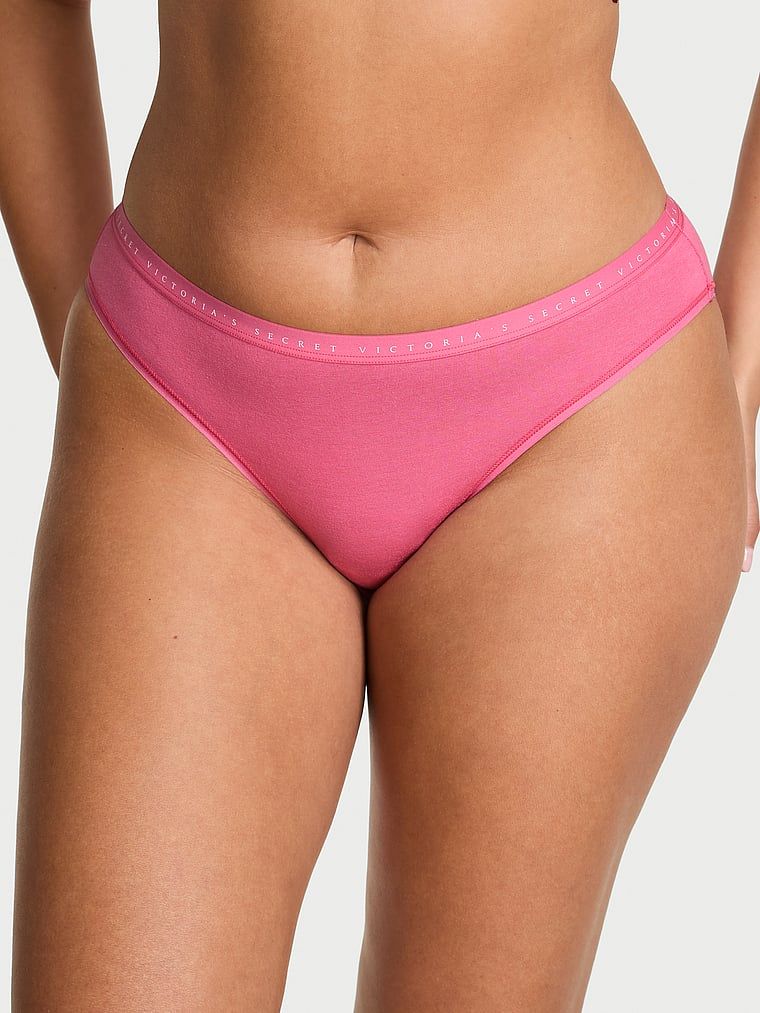 Chiloți de bikini din bumbac. Produsul este de culoare roz și provine din colecția Victoria's Secret.