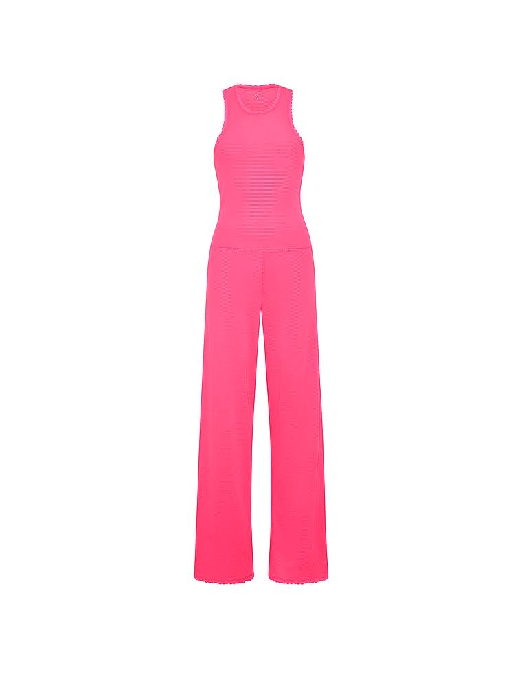 Set de dormit din bumbac - top și pantaloni Shadow Stripe. Produsul este roz și provine din colecția Victoria's Secret.