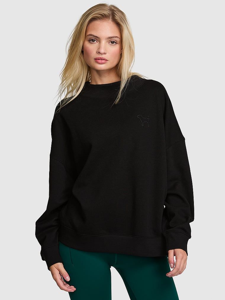 PINK Bluză oversized Campus Fleece cu guler înalt