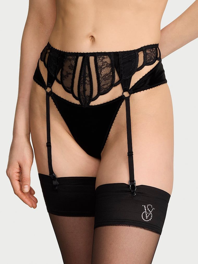 Very Sexy Portjartier cu broderie transparentă tip Raze X