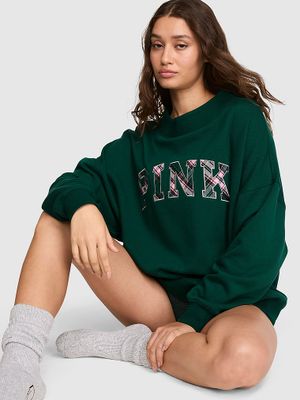 PINK Bluză oversized Campus Fleece cu guler înalt