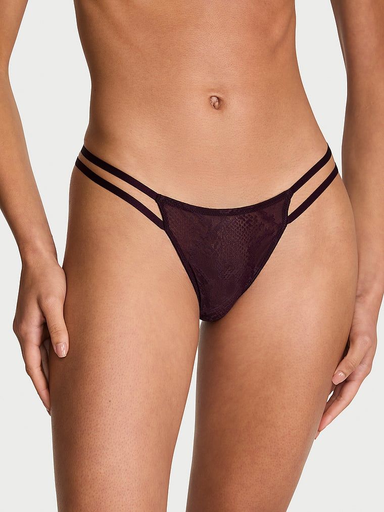 Very Sexy Chiloți V-String din dantelă cu accesorii metalice Viper