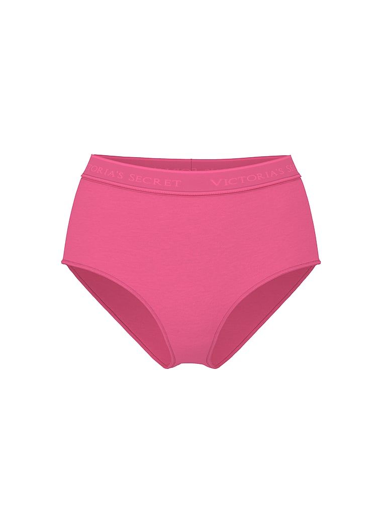 Chiloți din bumbac cu logo-ul mărcii cu talie înaltă. Produsul este de culoare roz și provine din colecția Cottumbac.
