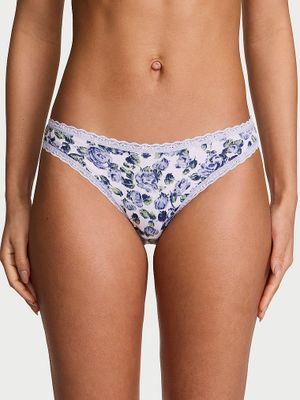 Lace Trim Chiloți Bikini din bumbac cu margini din dantelă