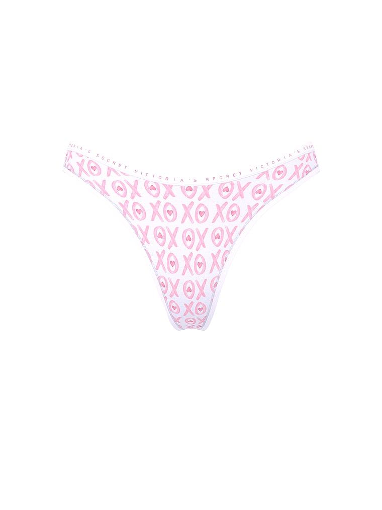 Tanga de bumbac cu picior înalt. Produsul este modelat și provine din colecția Victoria's Secret.