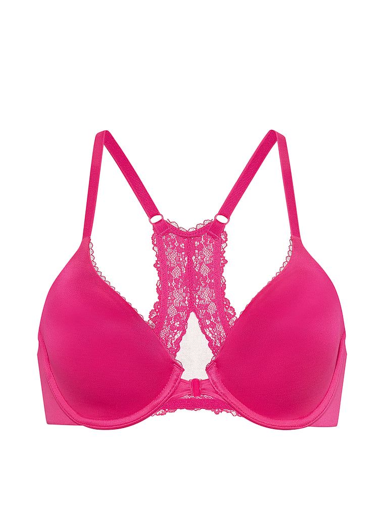 Sutiene cusut ușor, fixat în față cu cupe Racerback bine închise. Produsul este roz și provine din colecția Body by Victoria.