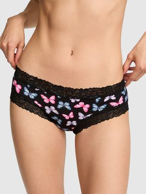 Chilot cheeky din bumbac cu margine din dantelă