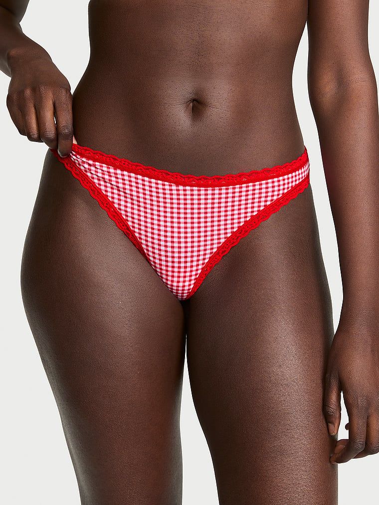 Lace Trim Chiloți Tanga din bumbac cu betelie din dantelă