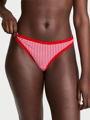 Lace Trim Chiloți Tanga din bumbac cu betelie din dantelă