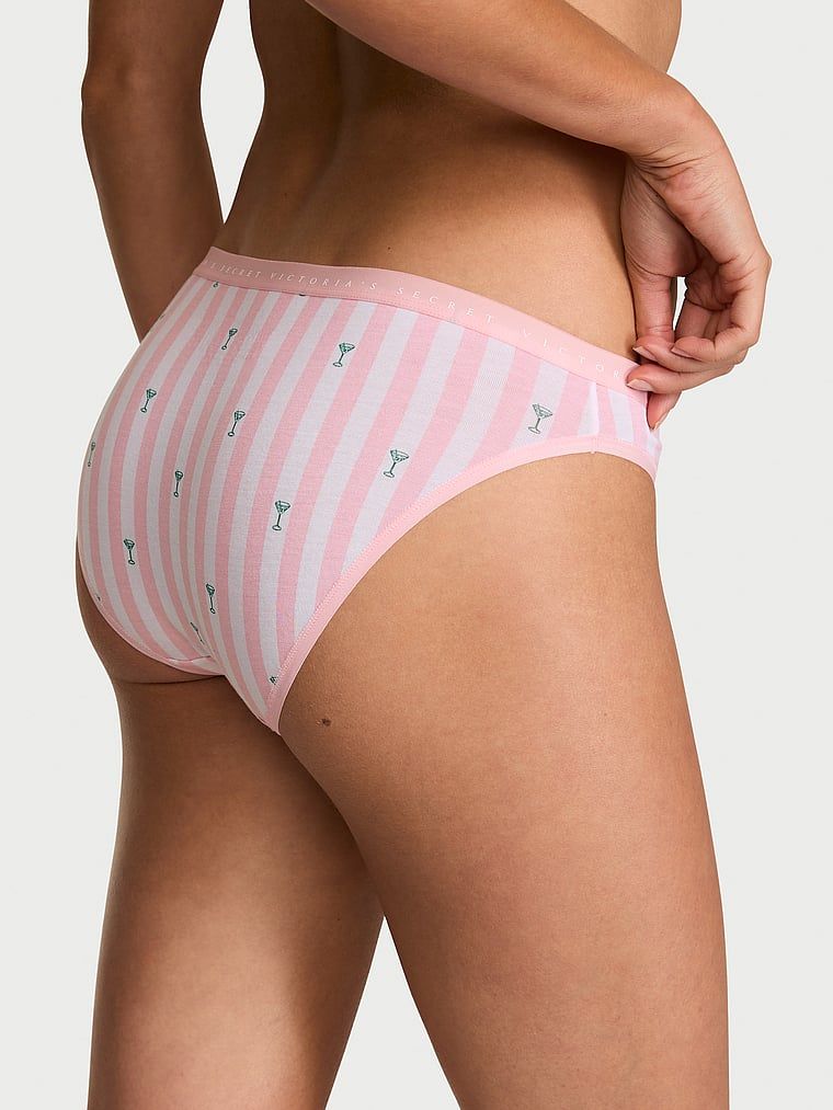 Chiloți de bumbac Bikini. Produsul are o culoare cu model și provine din colecția Victoria's Secret.