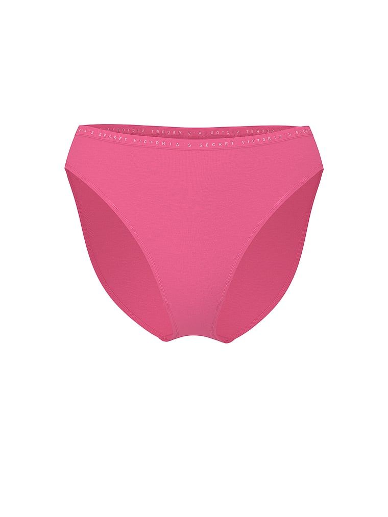 Chiloți din bumbac cu picioare înalte Chiloți cu picioare înalte. Produsul este de culoare roz și provine din colecția Victoria's Secret.