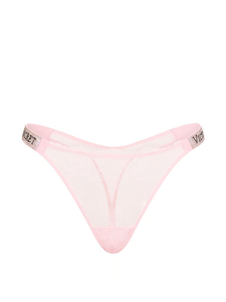 Tanga din dantelă cu curele strălucitoare Shine Strap Produsul este de culoare roz și provine din colecția Very Sexy.