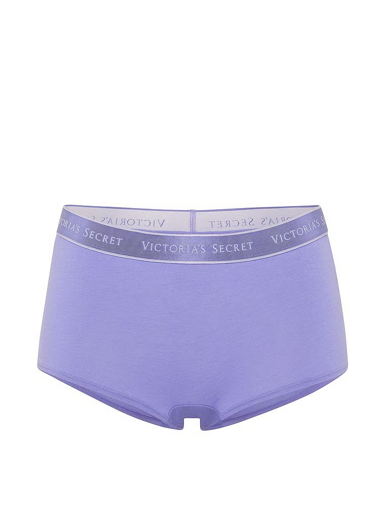 Pantaloni scurți din bumbac cu logo-ul la talie Boyshort. Produsul este de culoare albastră și provine din colecția Bumbac.