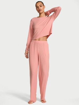 Victoria's Secret Set de casă lung, cu nervuri late, din modal
