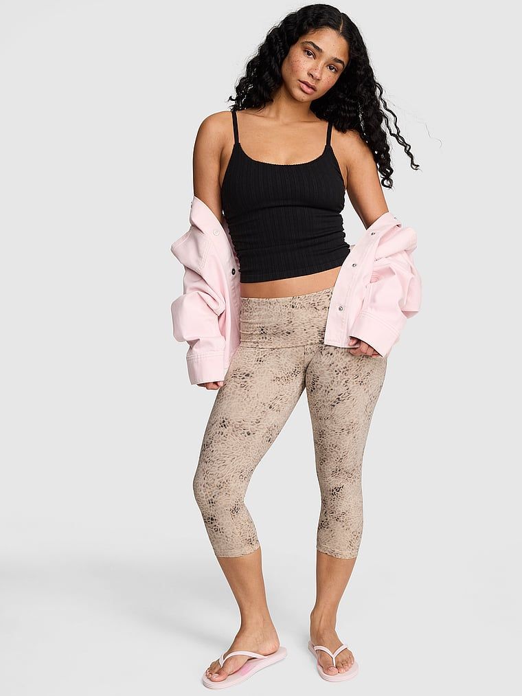 Colanți capri All-Day Cotton cu talie pliabilă