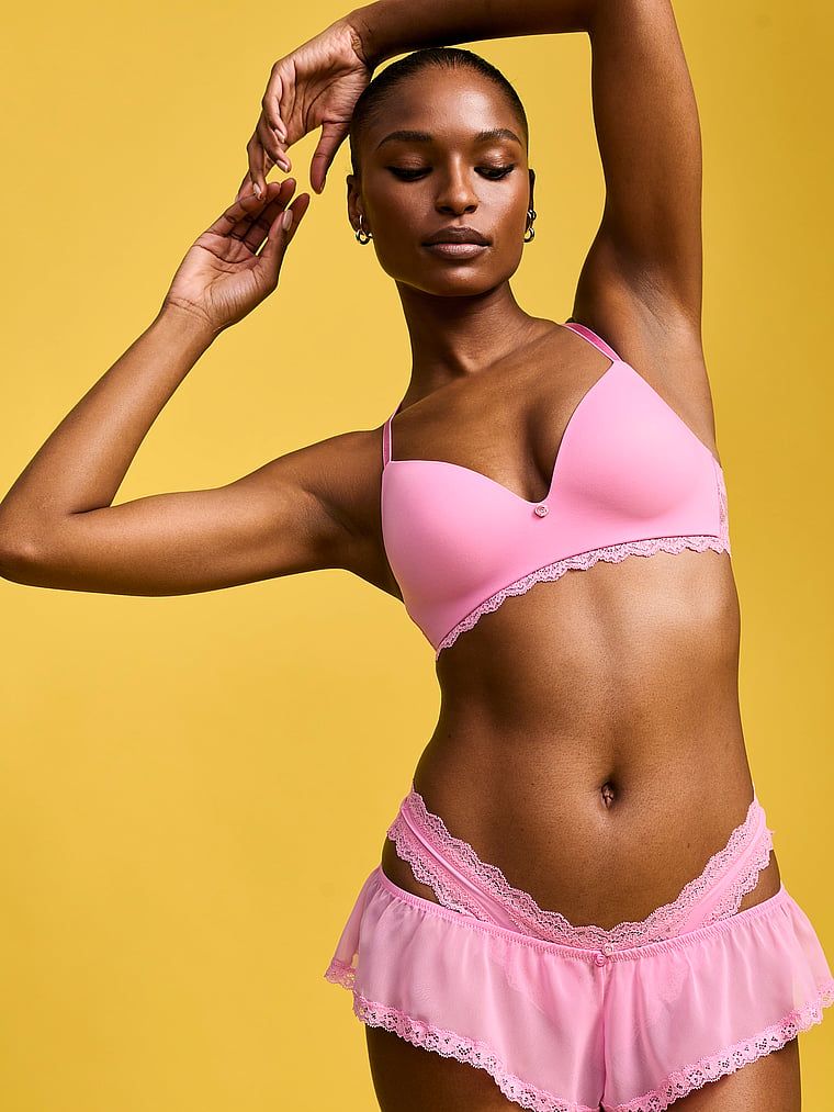 Sutien push-up fără armă: Smooth and Lace. Produsul este roz și provine din colecția Dream Angels.